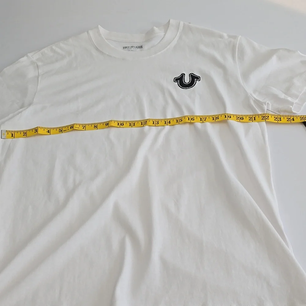 NWT True Religion Men's Emboidered Patch Logo Short Sleeve Tshirt White SZ Large